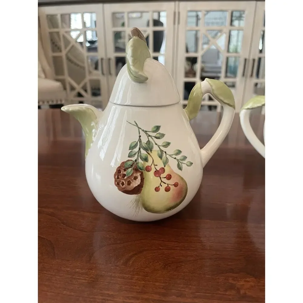 Lenox WILLIAMSBURG BOXWOOD AND PINE - Covered Sugar Bowl and Creamer w/Lid